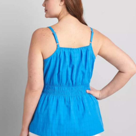 LANE BRYANT UEC Plus Size 14 Shirred Waist Cami Tank Top Summer French Blue - Picture 3 of 14